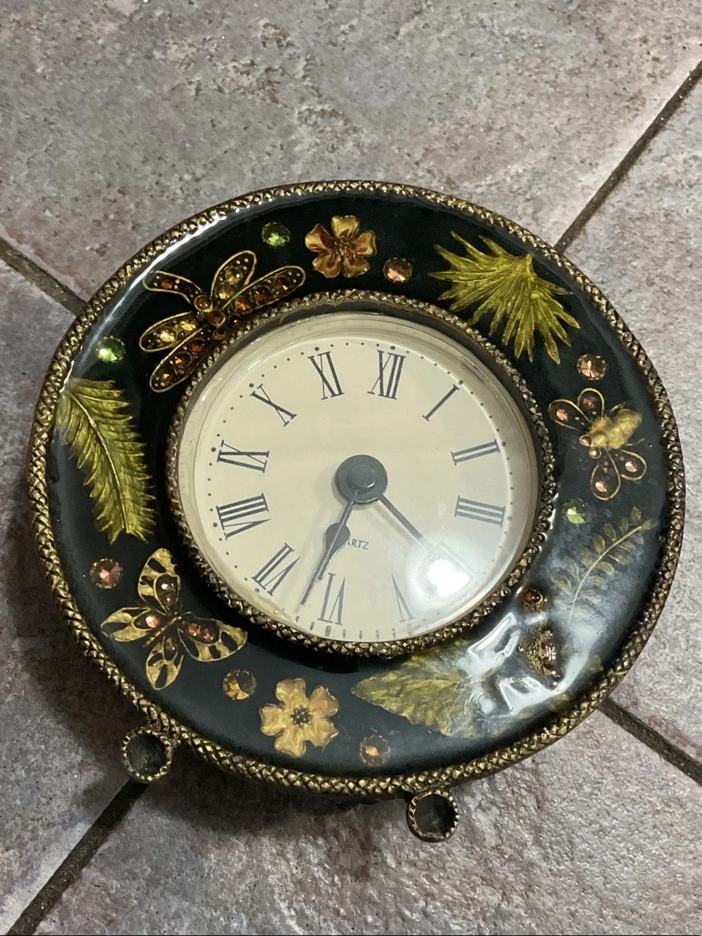 Decorative Black and Gold Floral Table Clock - Brand